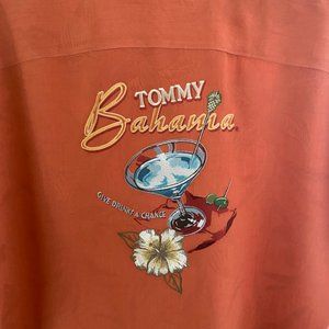 TOMMY BAHAMA Men's button down Silk Embroidered Camp Shirt Size: XXL